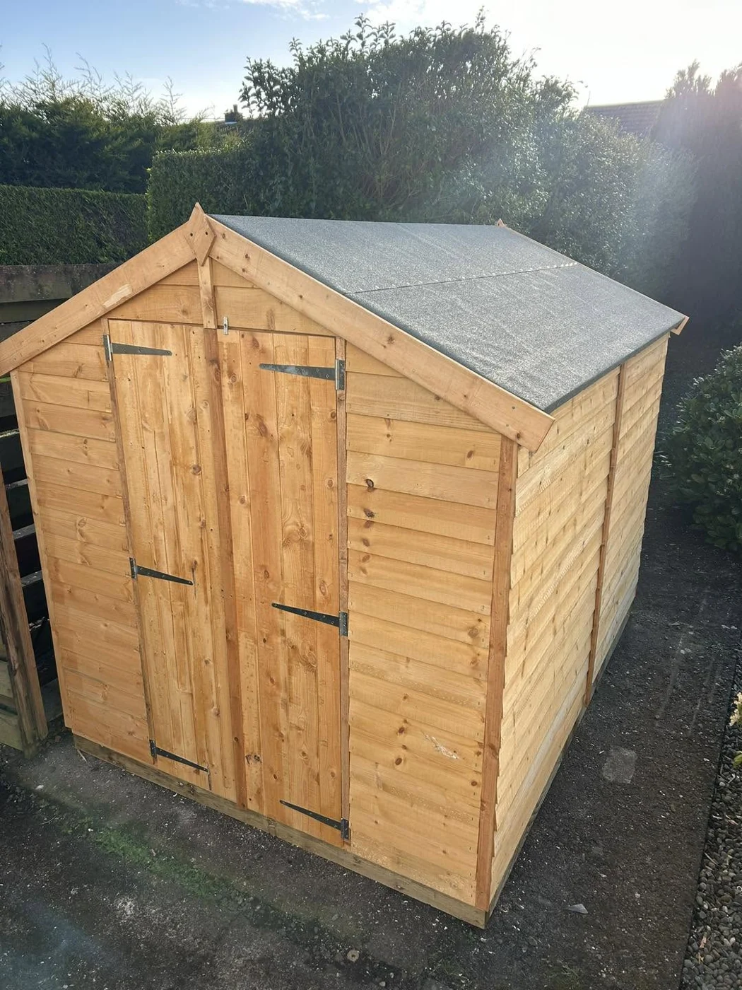 Timber garden shed with double doors